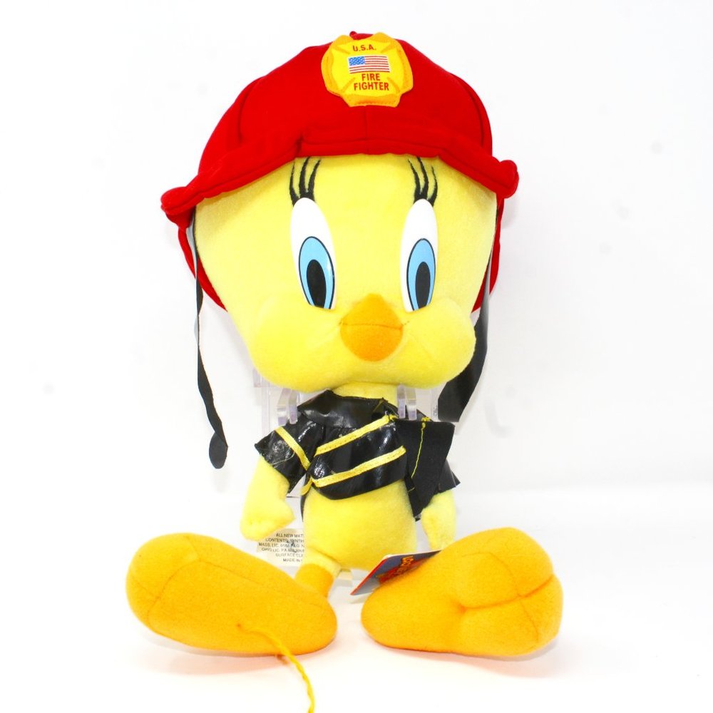 Warner Bros Tweety Bird Firefighter Looney Tunes 12" Stuffed Plush Animal